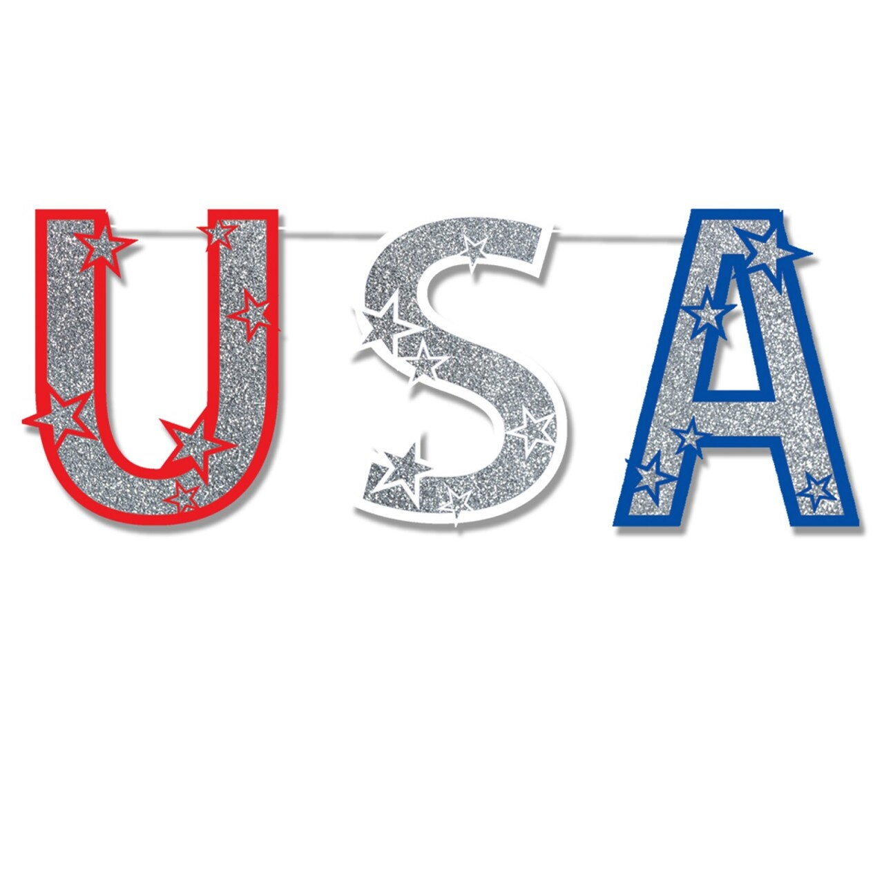 Party Central Club Pack of 12 Red and Blue Patriotic Glittered USA Party Streamers 4.5'